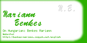 mariann benkes business card